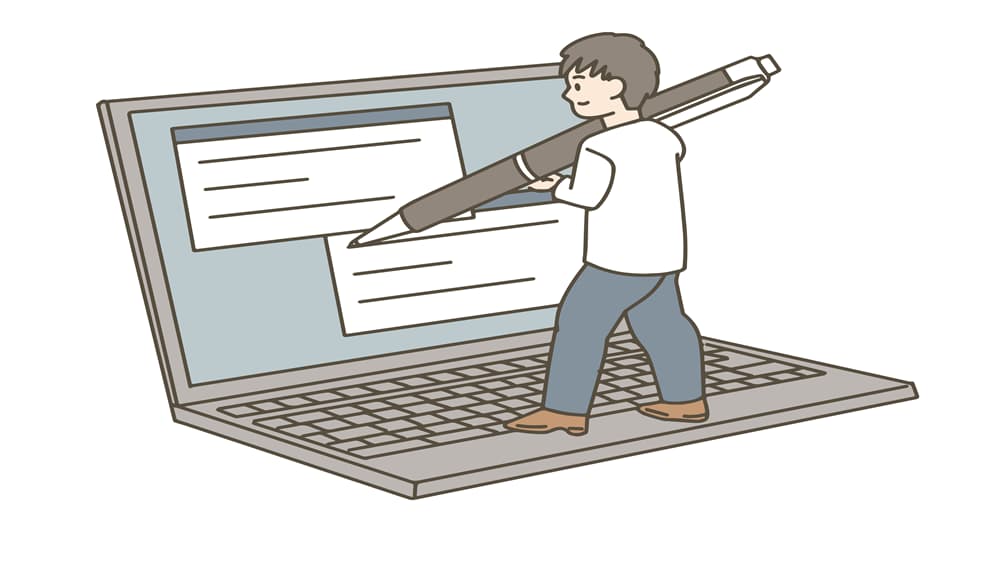 副業webライターが募集案件の提案文を書いているイメージ